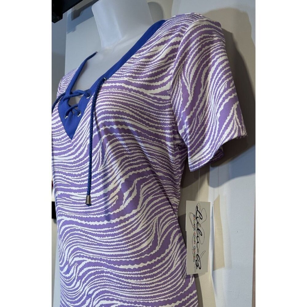 NEW Lulu B Tunic Dress V-Neck w/Tie Women Size Small Purple/Blue Southern Style - Picture 4 of 8